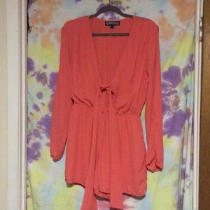 Romper tie the front with slit sleeves